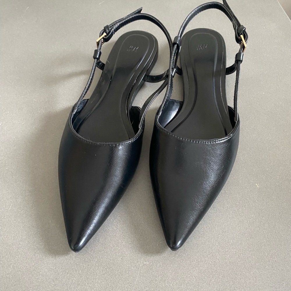 H&M Black Pointed Slingback Flats